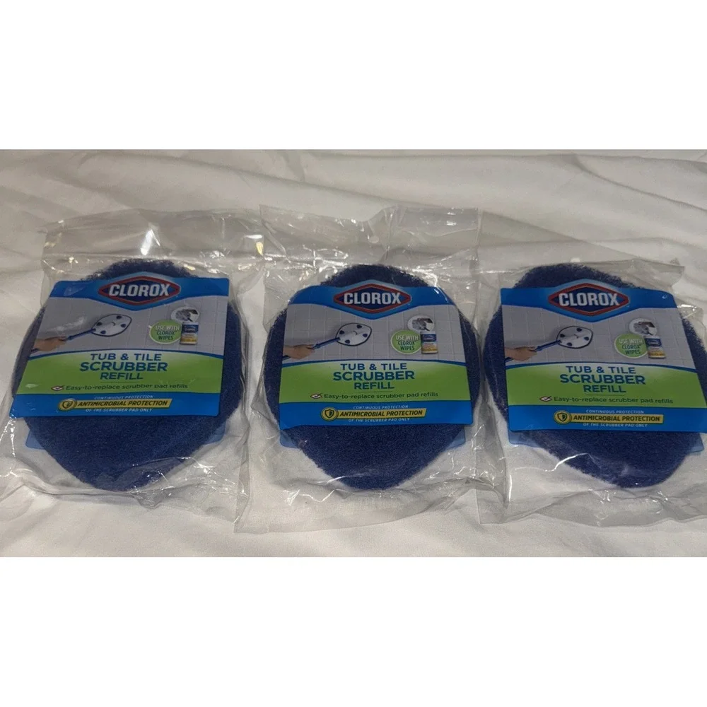 3 Clorox Tub and Tile Scrubber REFILL Pads Non-Scratch Antimicrobial